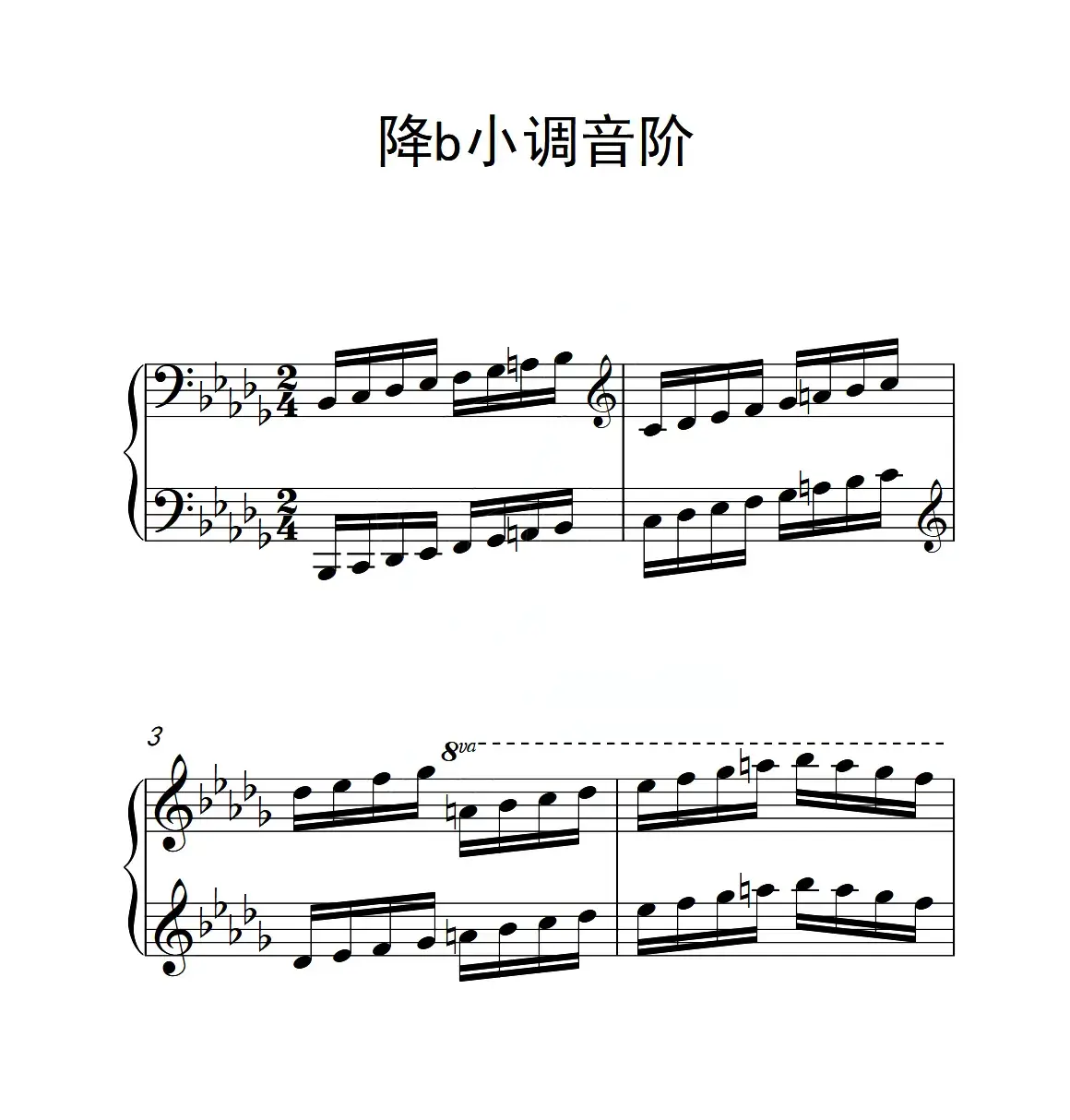 第六级 降b小调音阶（中国音乐学院钢琴考级作品1~6级）