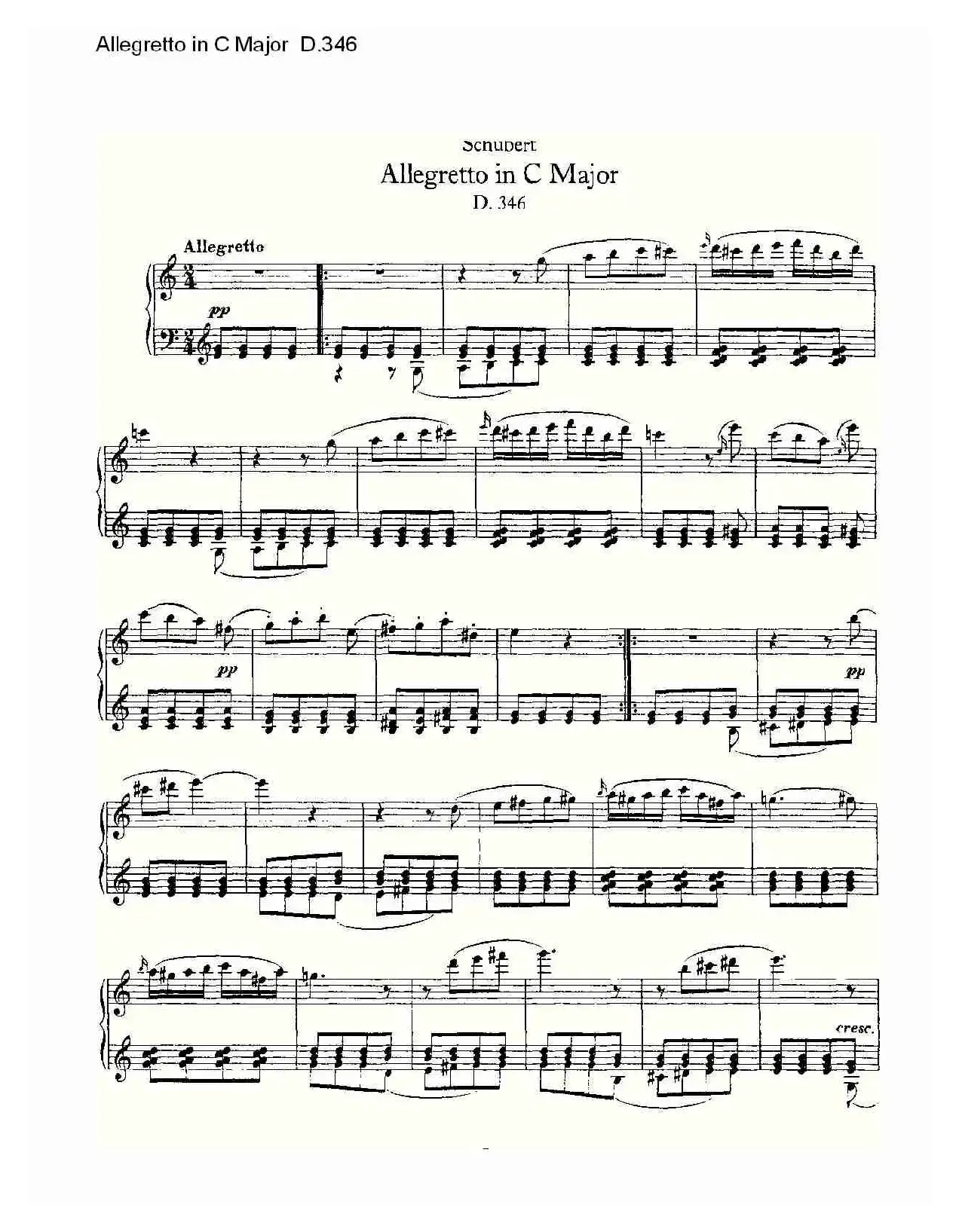 Allegretto in C Major D.346（C大调快板D.346）