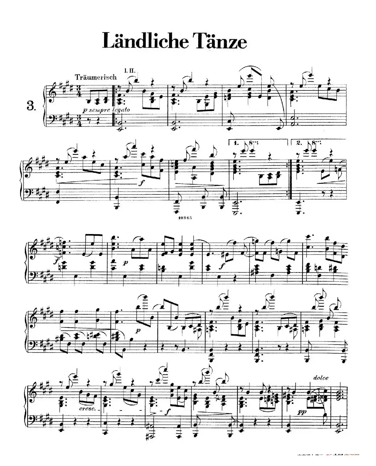 Landliche Tanzee Op.1（乡村舞曲·3. E大调）