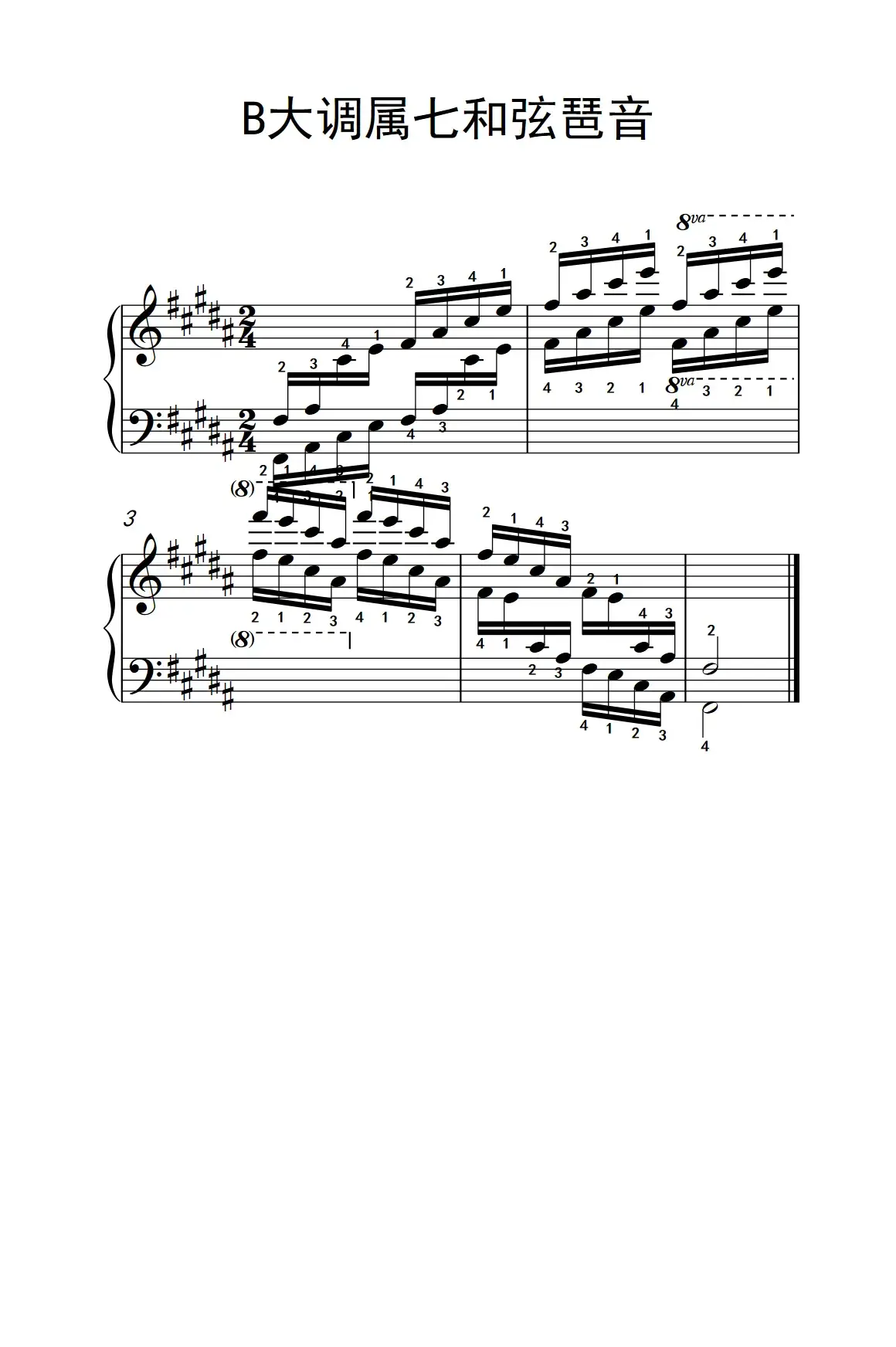 第九级11.B大调属七和弦琶音（中央音乐学院 钢琴（业余）考级教程 7-9级）