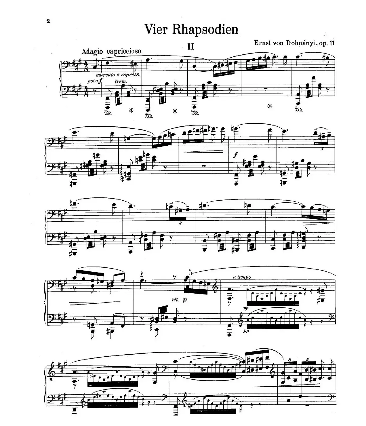 Four Rhapsodies Op.11（4首狂想曲·Ⅱ）