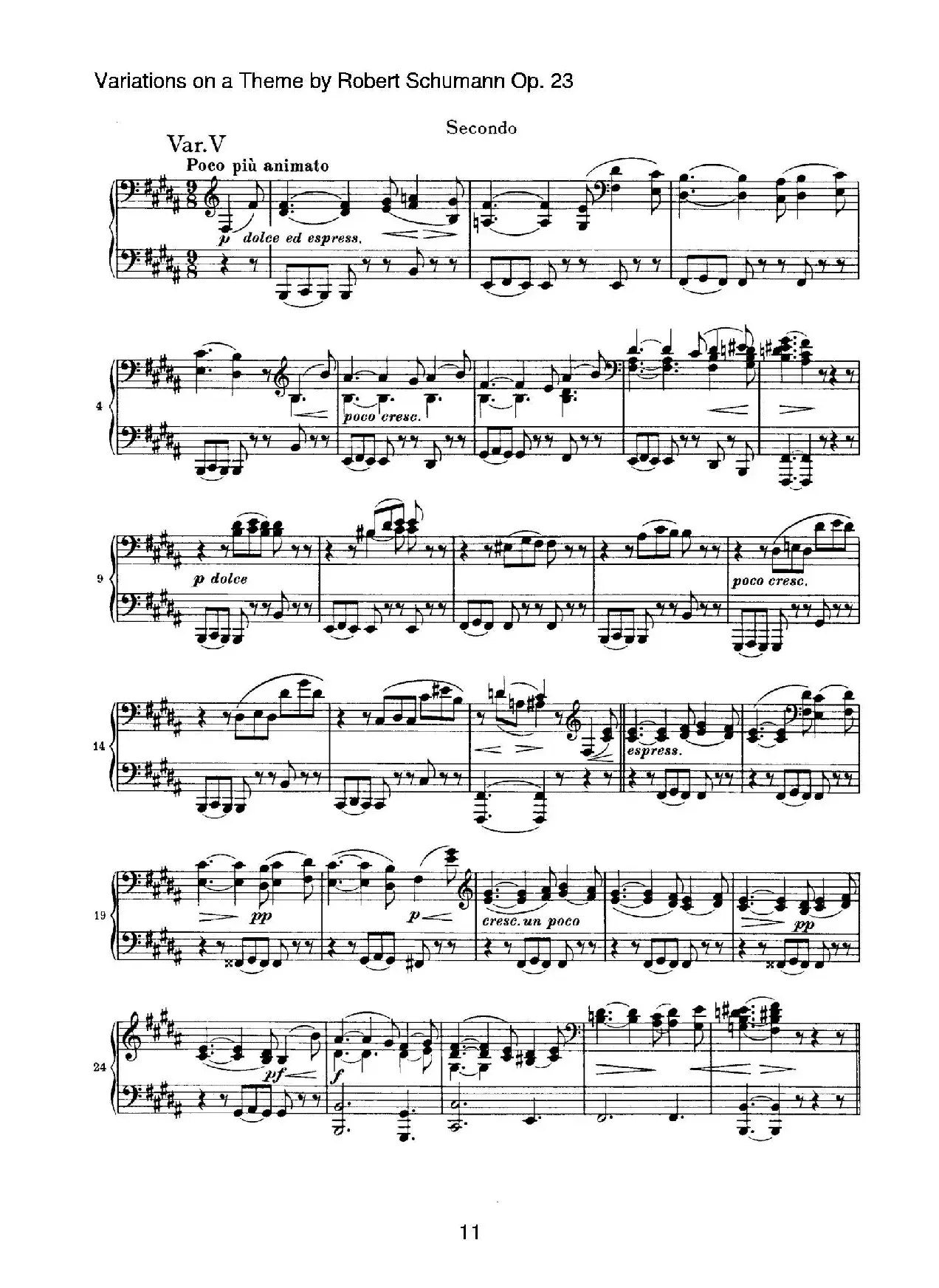 ​Variations on a Theme by Robert Schumann Op.23（舒曼主题变奏曲）（四手联弹）