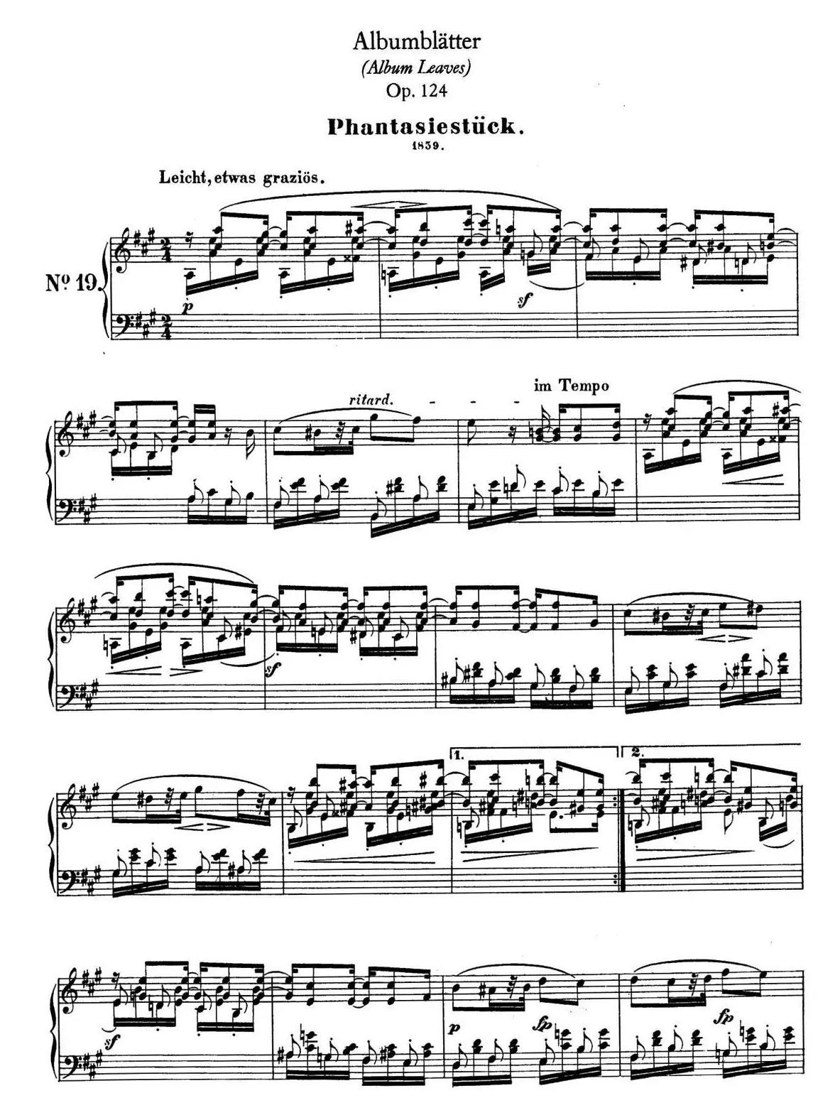 Albumblätter Op.124（纪念册页）（No.19）