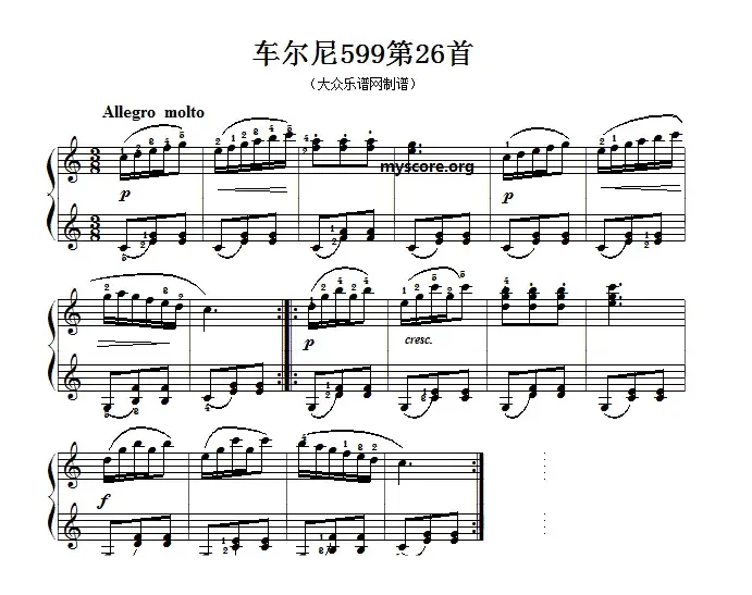 车尔尼599第26首曲谱及练习指导