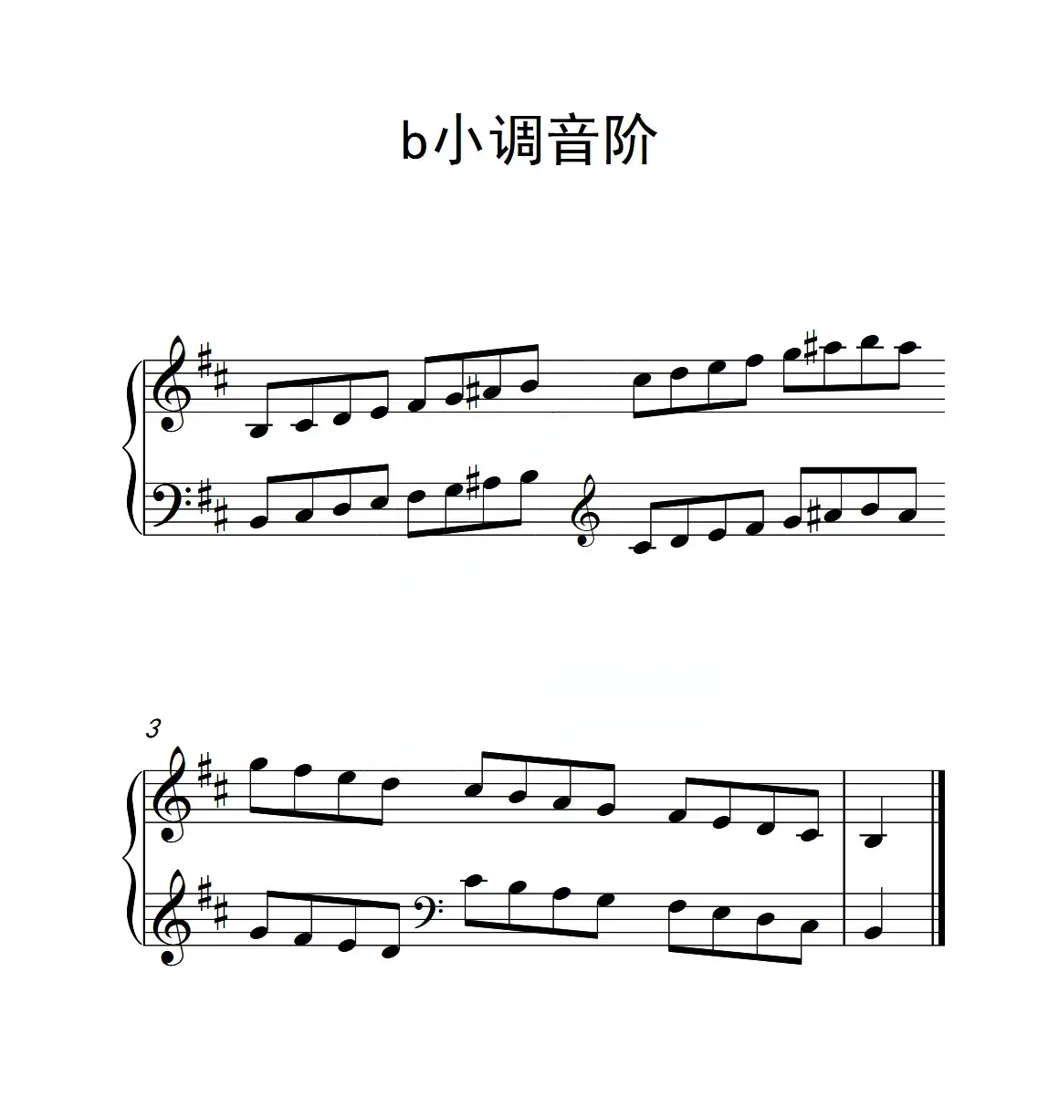 第二级 b小调音阶（中国音乐学院钢琴考级作品1~6级）