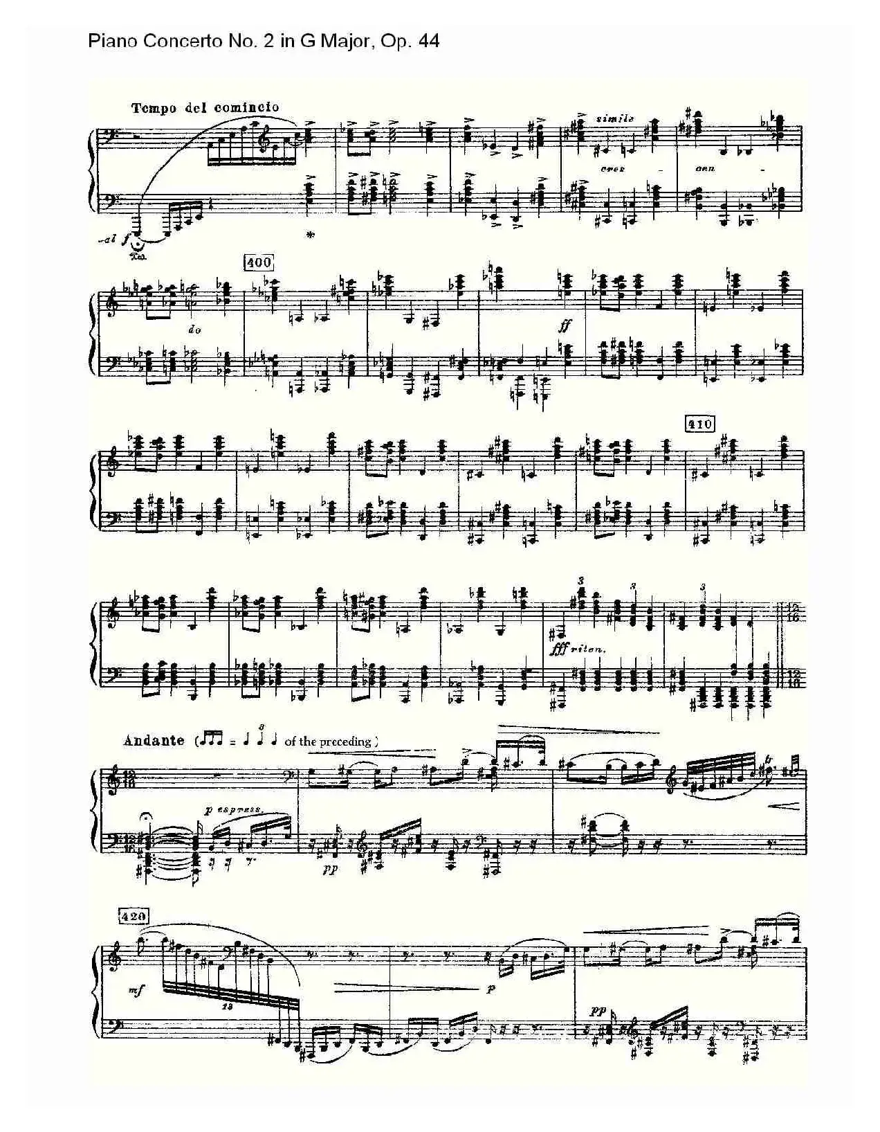 G大调第二钢琴协奏曲, Op.44第一乐章（二）