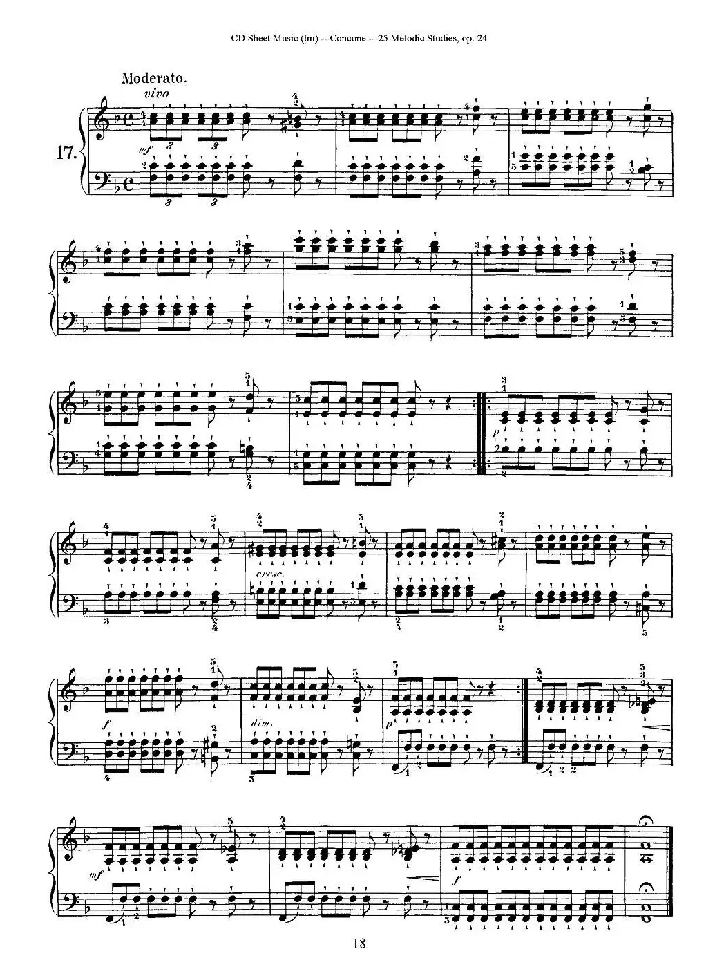 Concone - 25 Melodic Studies easy and progressive（16—20）