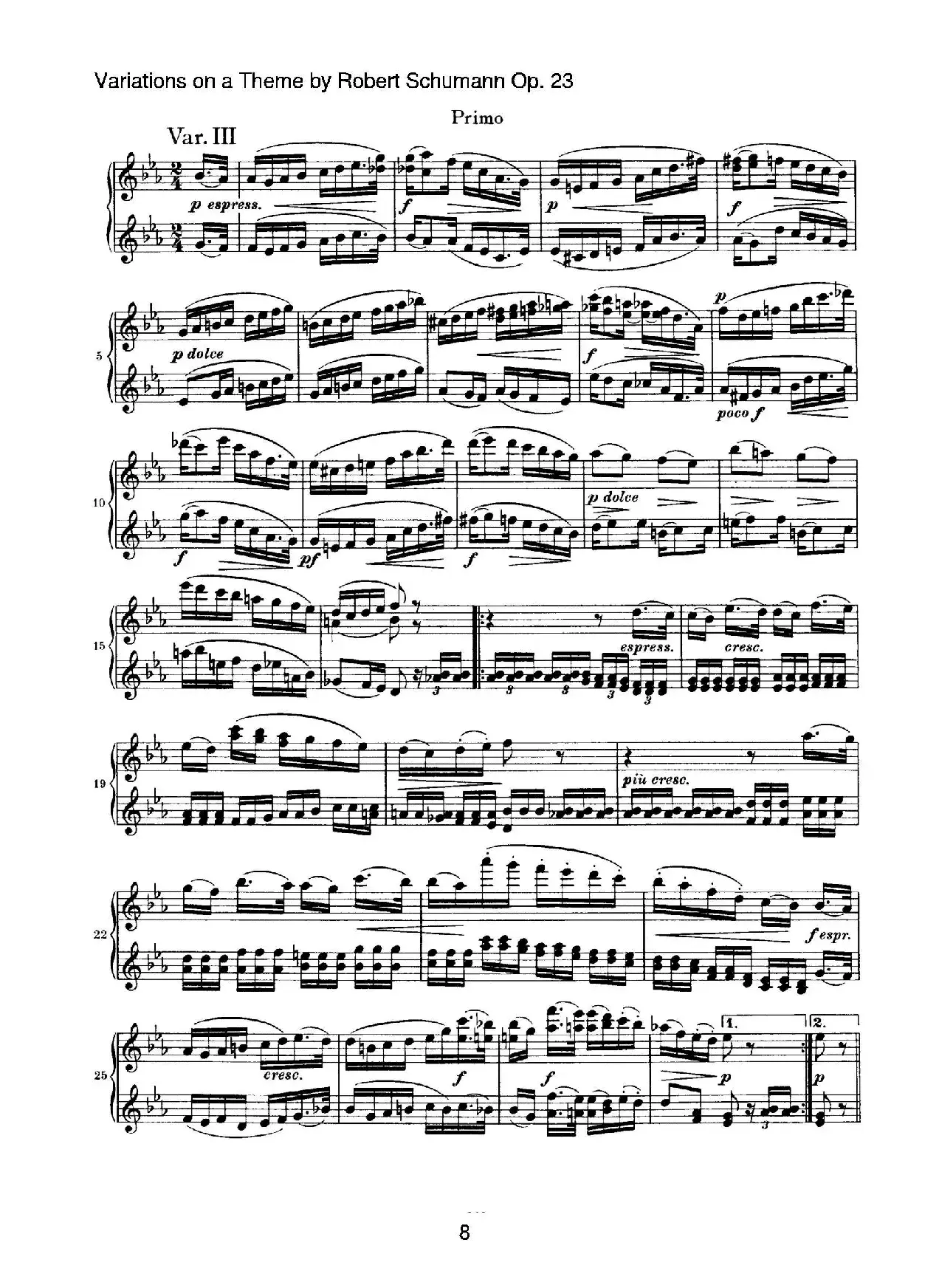 ​Variations on a Theme by Robert Schumann Op.23（舒曼主题变奏曲）（四手联弹）