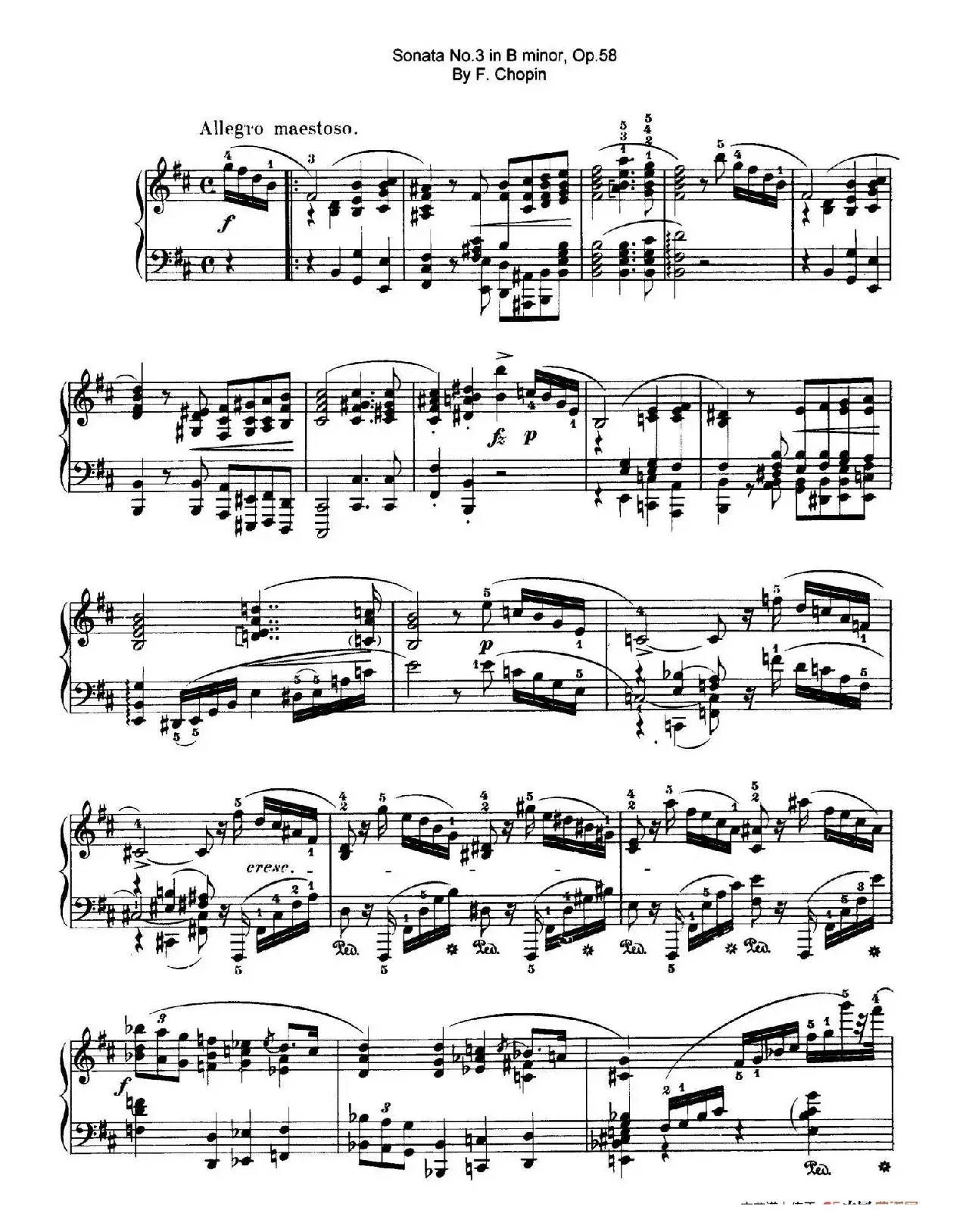 Piano Sonata No.3 in b Minor Op.58（b小调第三钢琴奏鸣曲·第一乐章）