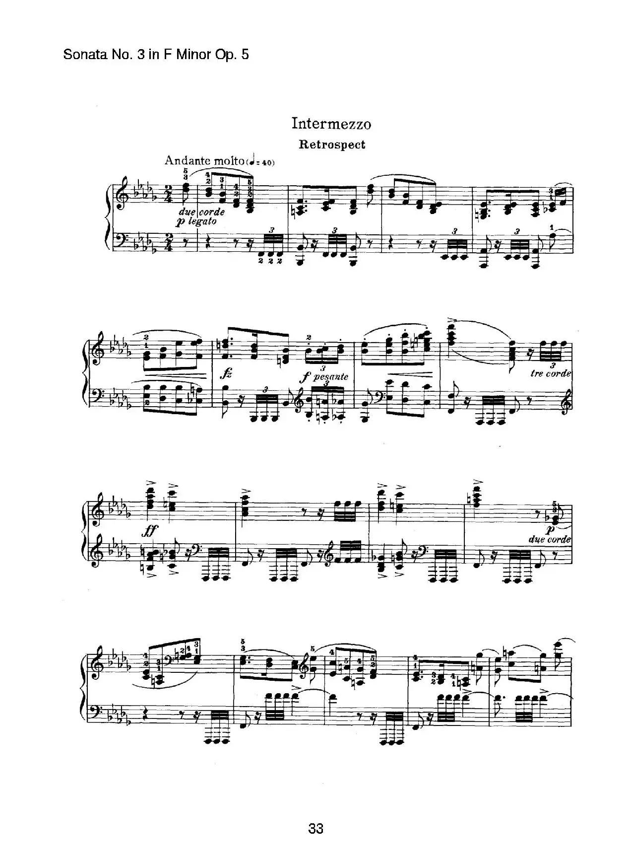 Piano Sonata No.3 in f Minor Op.5（f小调第三钢琴奏鸣曲）