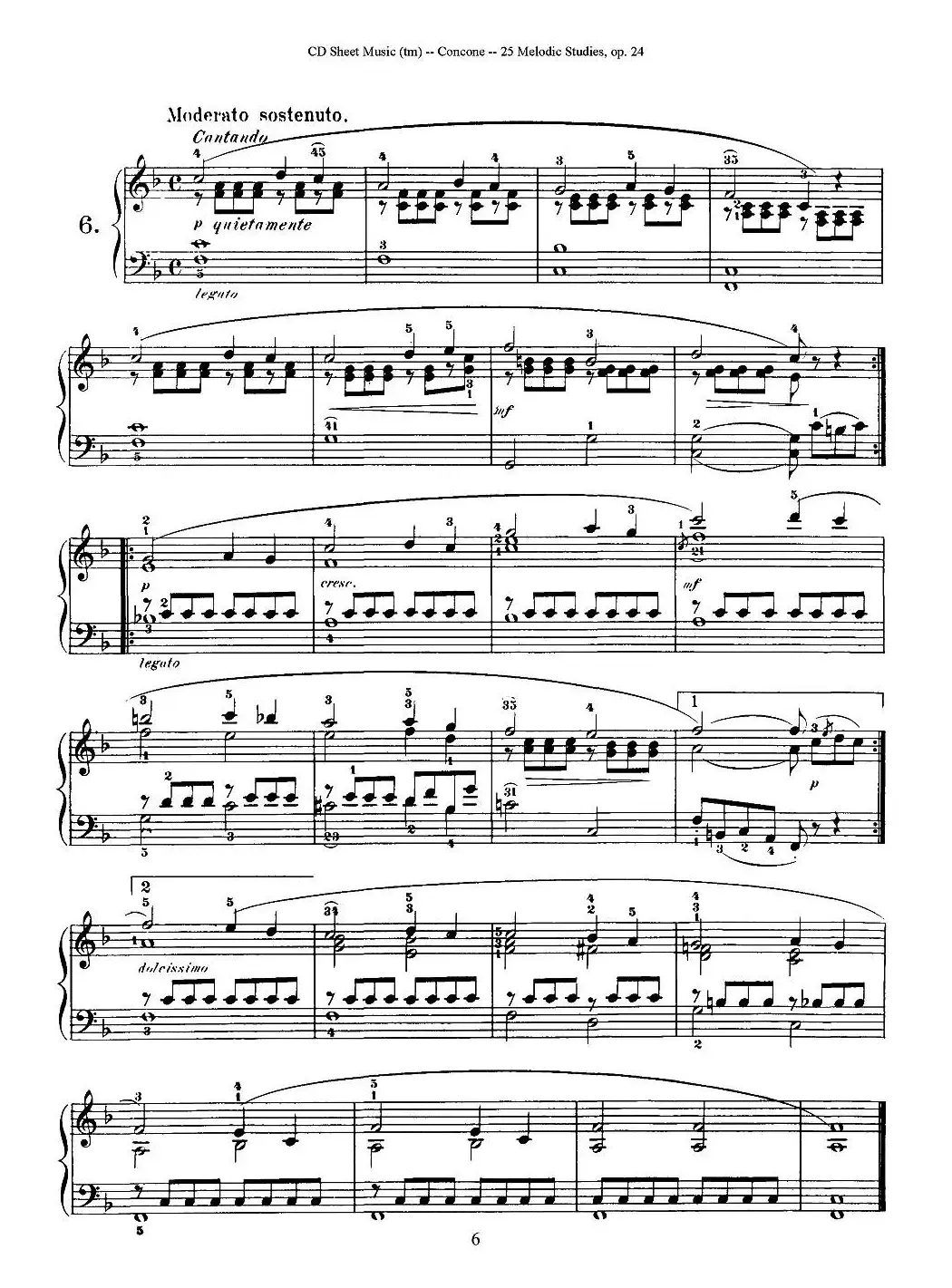 Concone - 25 Melodic Studies easy and progressive（6—10）