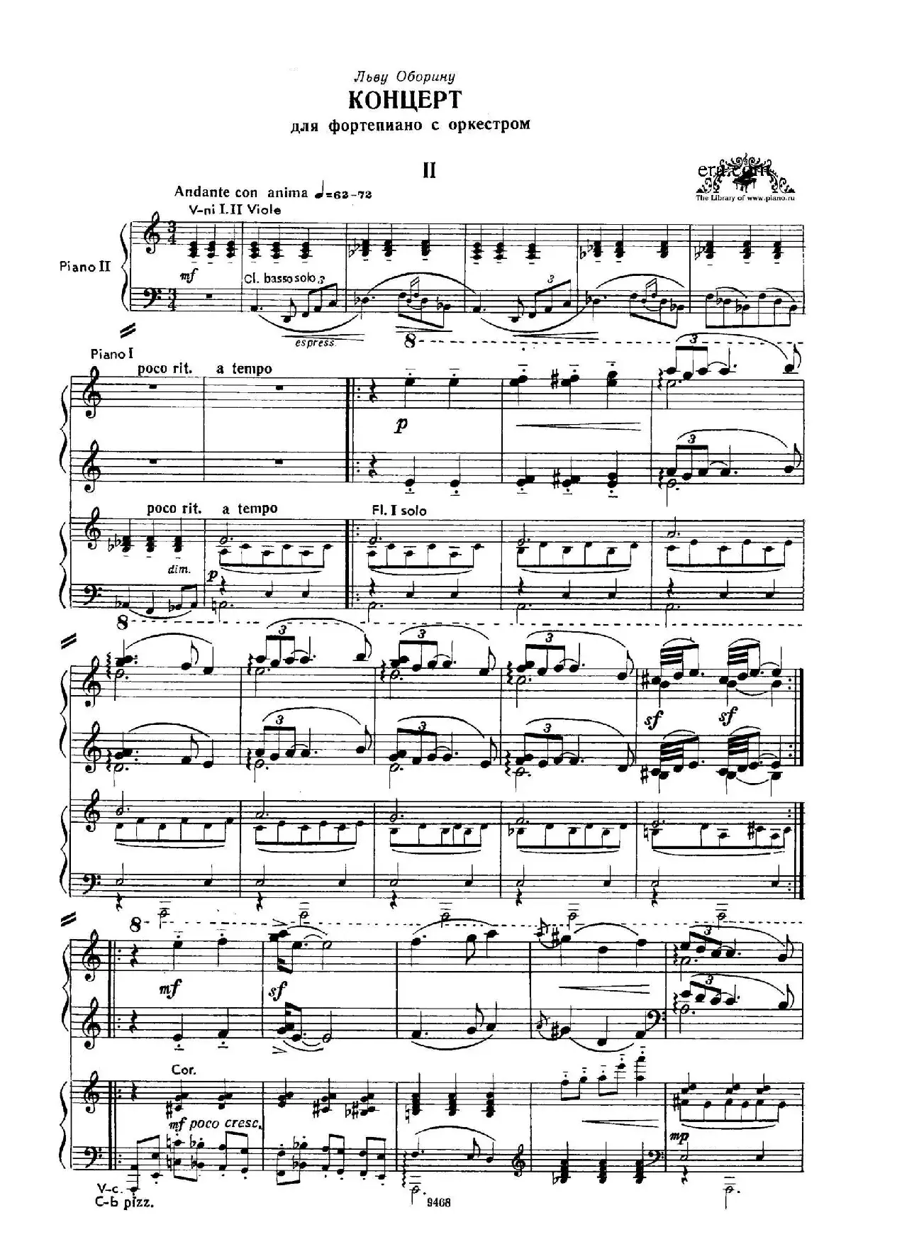 Piano Concerto in D-flat Major Op.37（降D大调钢琴协奏曲·Ⅱ·双钢琴）