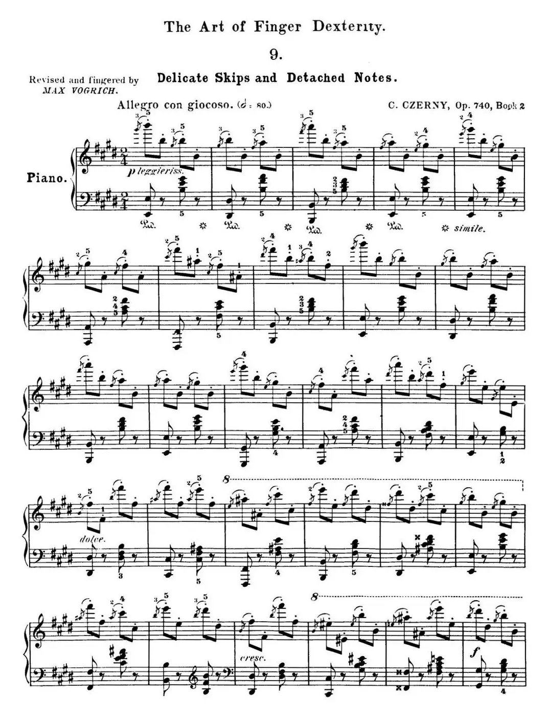 50首车尔尼Op.740钢琴手指灵巧技术练习曲（NO.9）