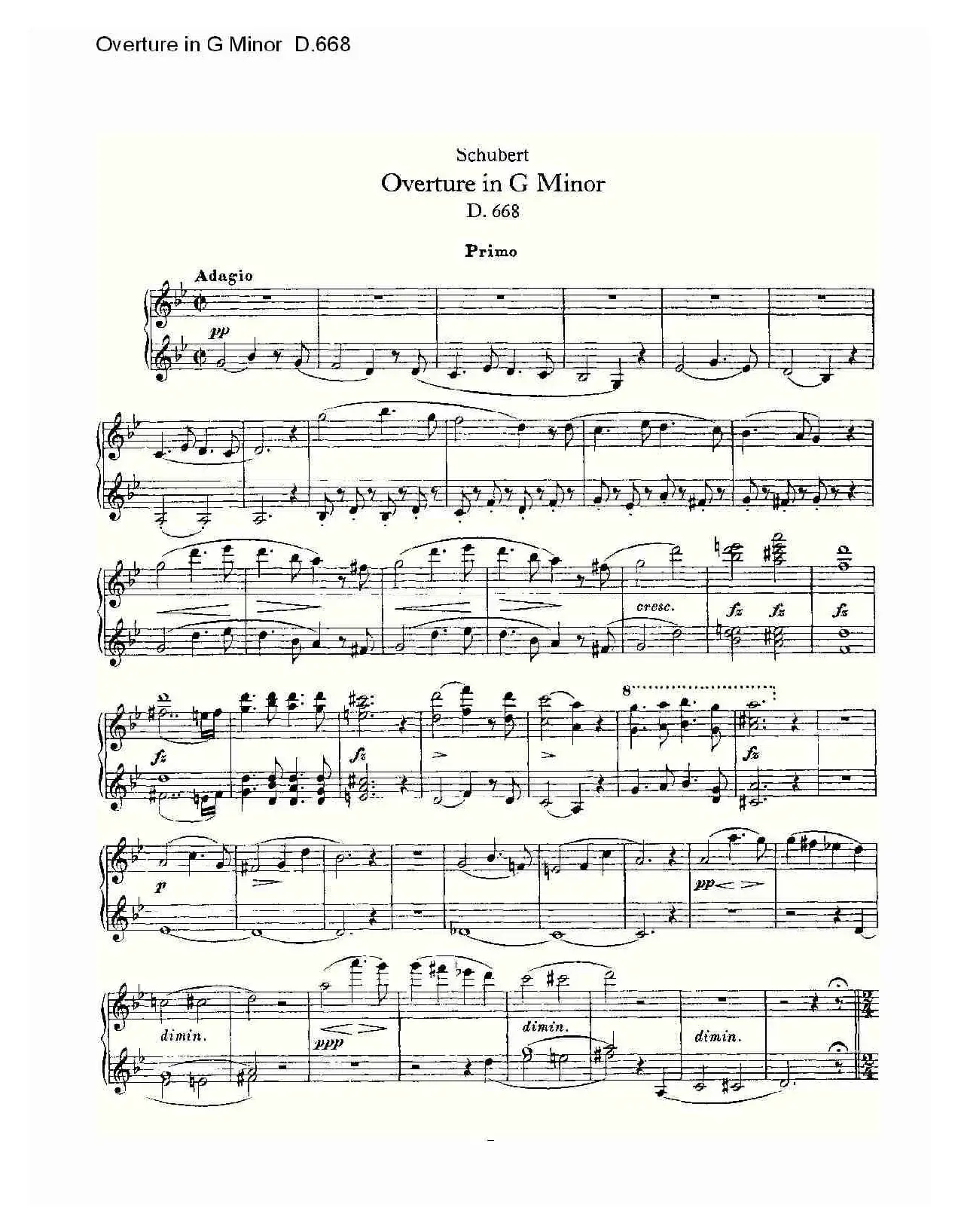 Overture in G Minor D.668（Ｇ小调序曲 D.668）