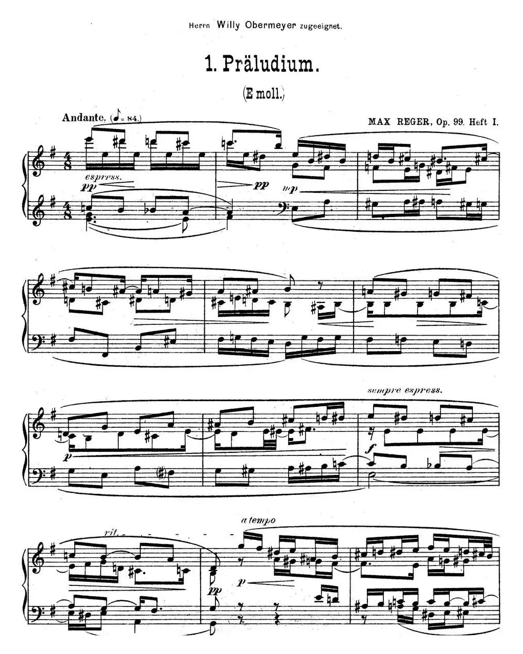 6 Preludes and Fugues Op.99（6首前奏曲与赋格·1）