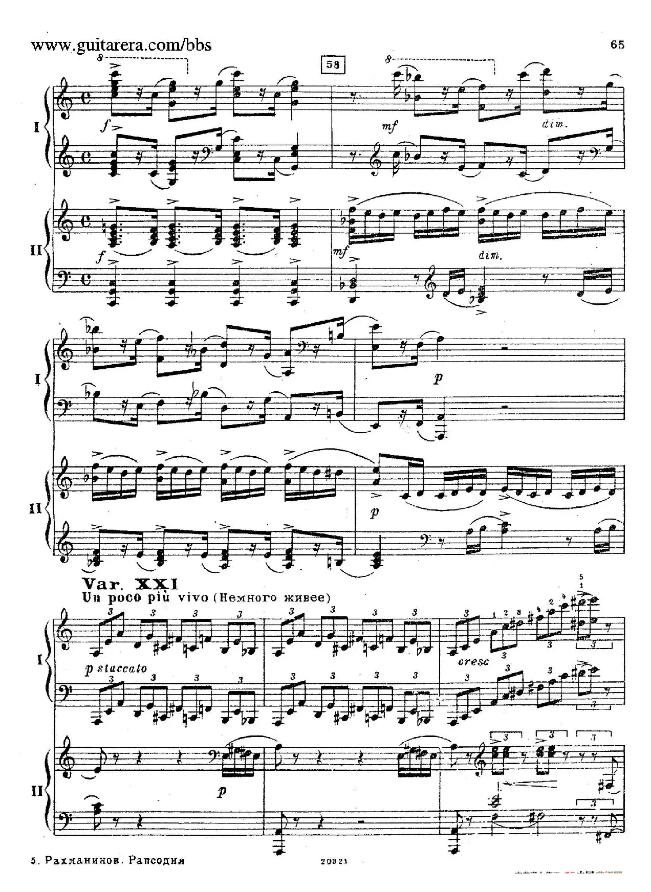 Rhapsody On A Theme Of Paganini Op.43（帕格尼尼主题狂想曲·双钢琴）（P61——87）