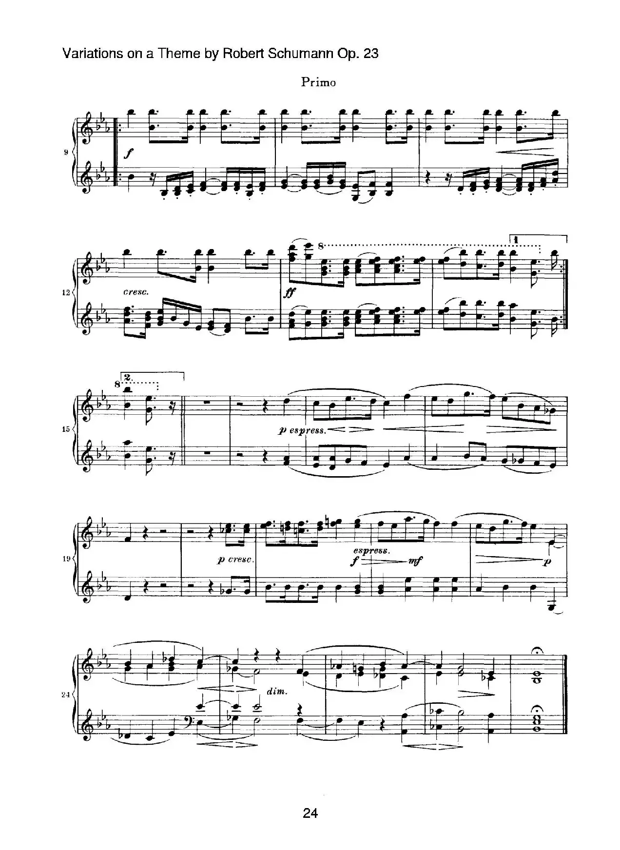 ​Variations on a Theme by Robert Schumann Op.23（舒曼主题变奏曲）（四手联弹）