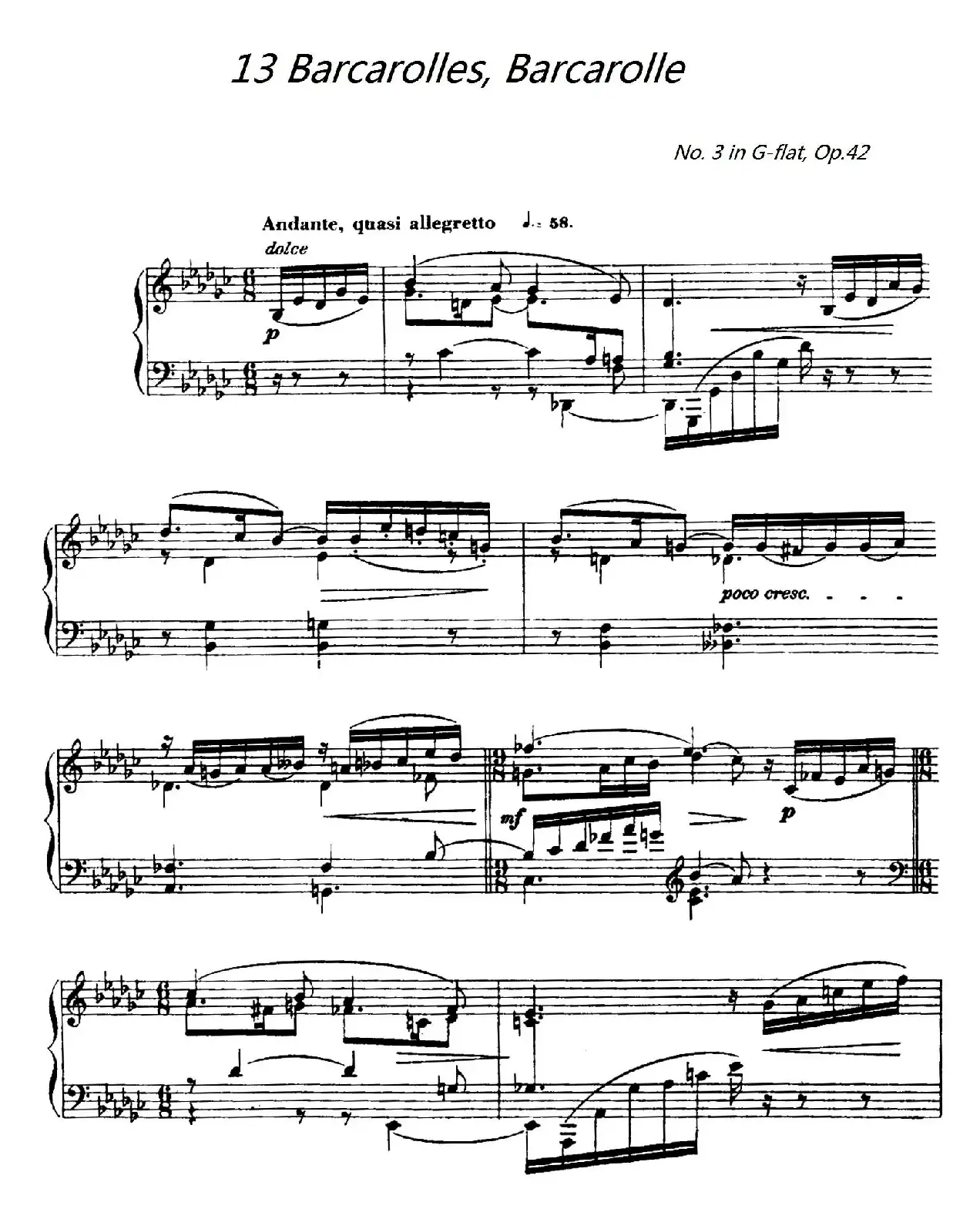 13 Barcarolles, Barcarolle（No. 3）