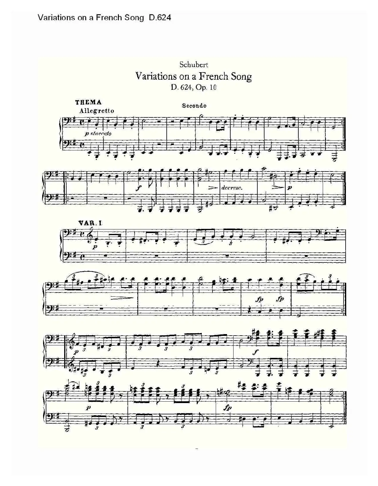 Variations on a French Song D.624（法国歌曲变鸣曲 D.624）