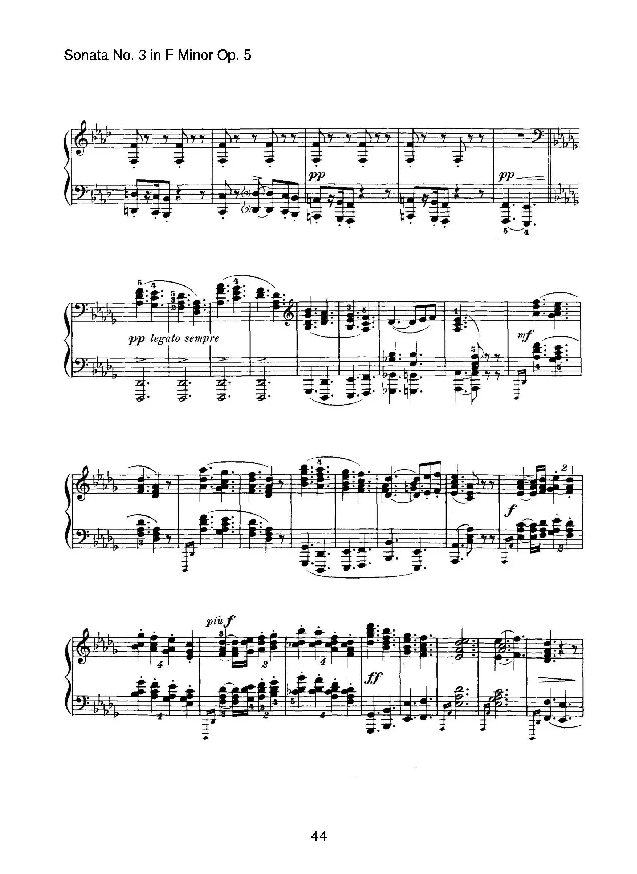 Piano Sonata No.3 in f Minor Op.5（f小调第三钢琴奏鸣曲）