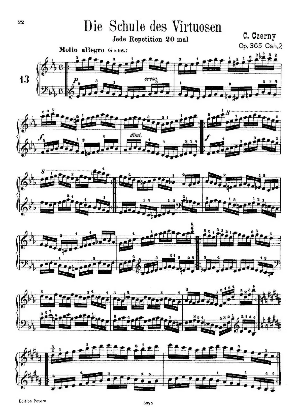 School of the Virtuoso Op.365（60首钢琴高级练习曲·13）