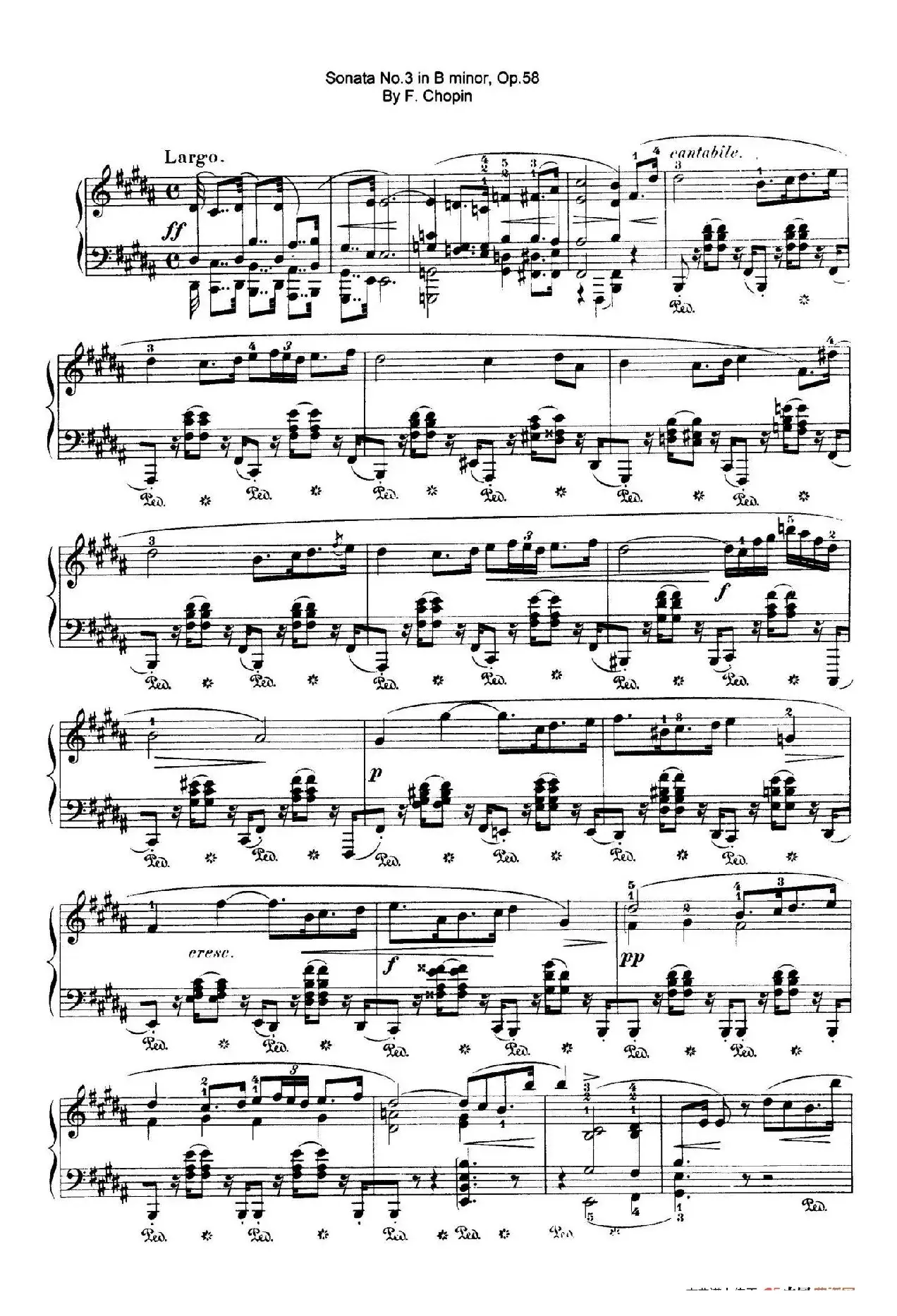 Piano Sonata No.3 in b Minor Op.58（b小调第三钢琴奏鸣曲·第三乐章）