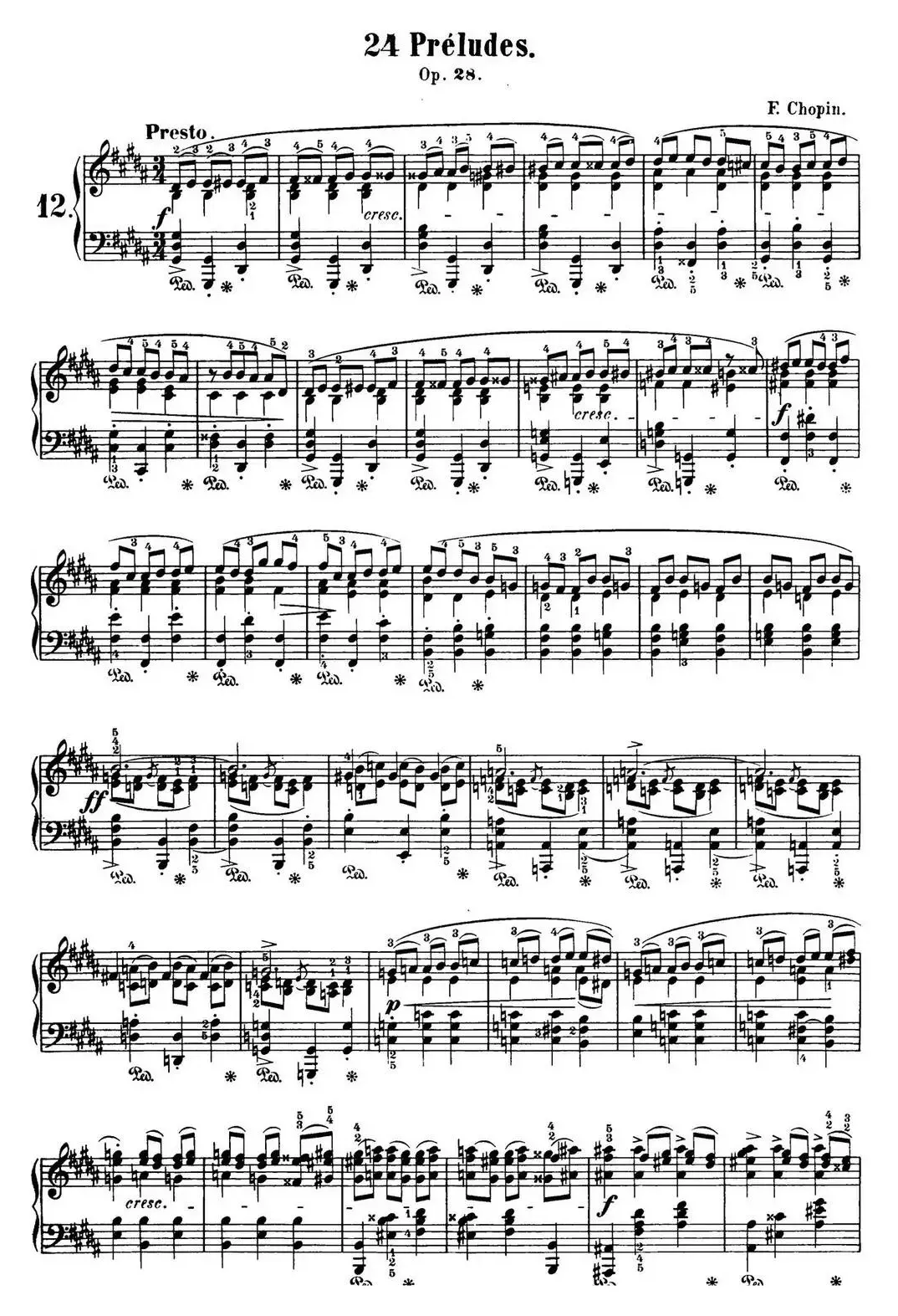 肖邦 24首钢琴前奏曲 Op.28 No.12 升G小调