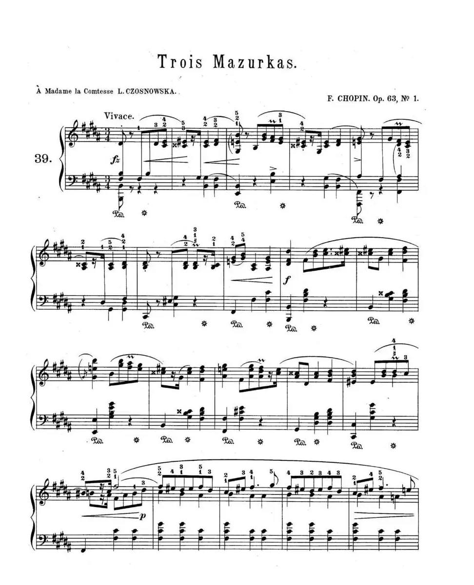 Trois Mazurkas Op·63（3首玛祖卡舞曲-1）