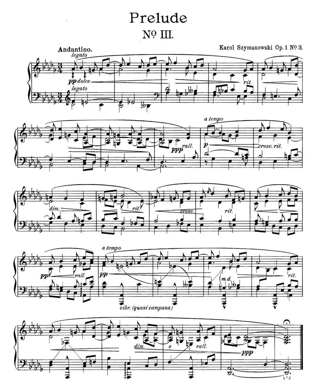 希曼诺夫斯基 9首钢琴前奏曲 Op.1 No.3