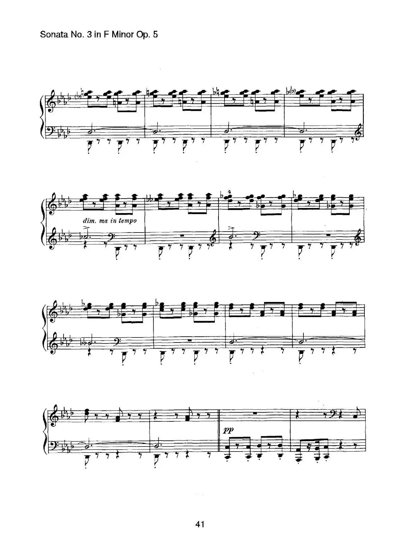 Piano Sonata No.3 in f Minor Op.5（f小调第三钢琴奏鸣曲）