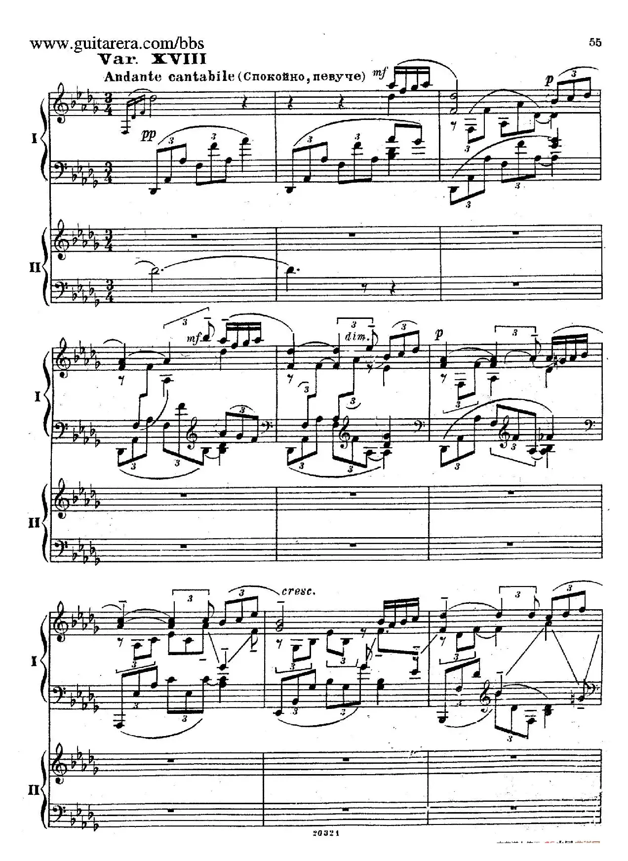 Rhapsody On A Theme Of Paganini Op.43（帕格尼尼主题狂想曲·双钢琴）（P41——60）