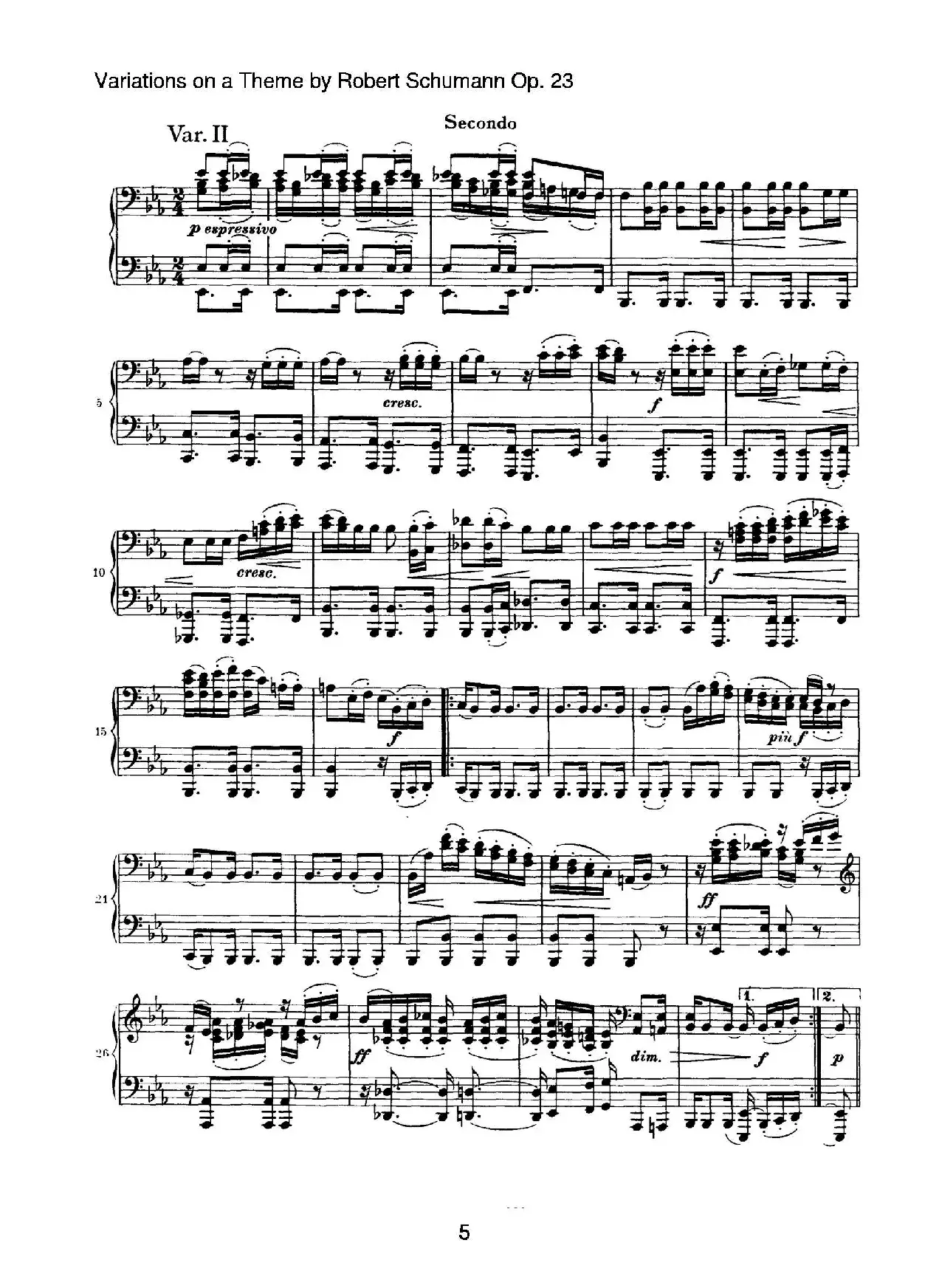 ​Variations on a Theme by Robert Schumann Op.23（舒曼主题变奏曲）（四手联弹）