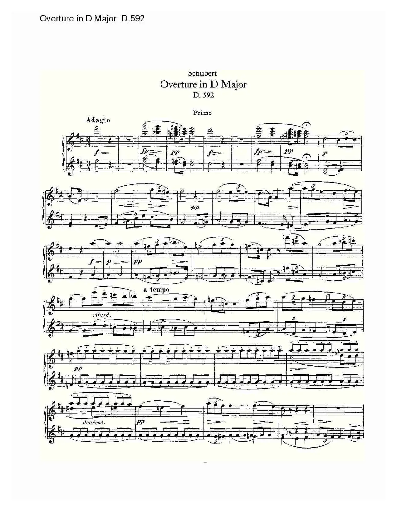 Overture in D Major D.592（Ｄ大调序曲 D.592）