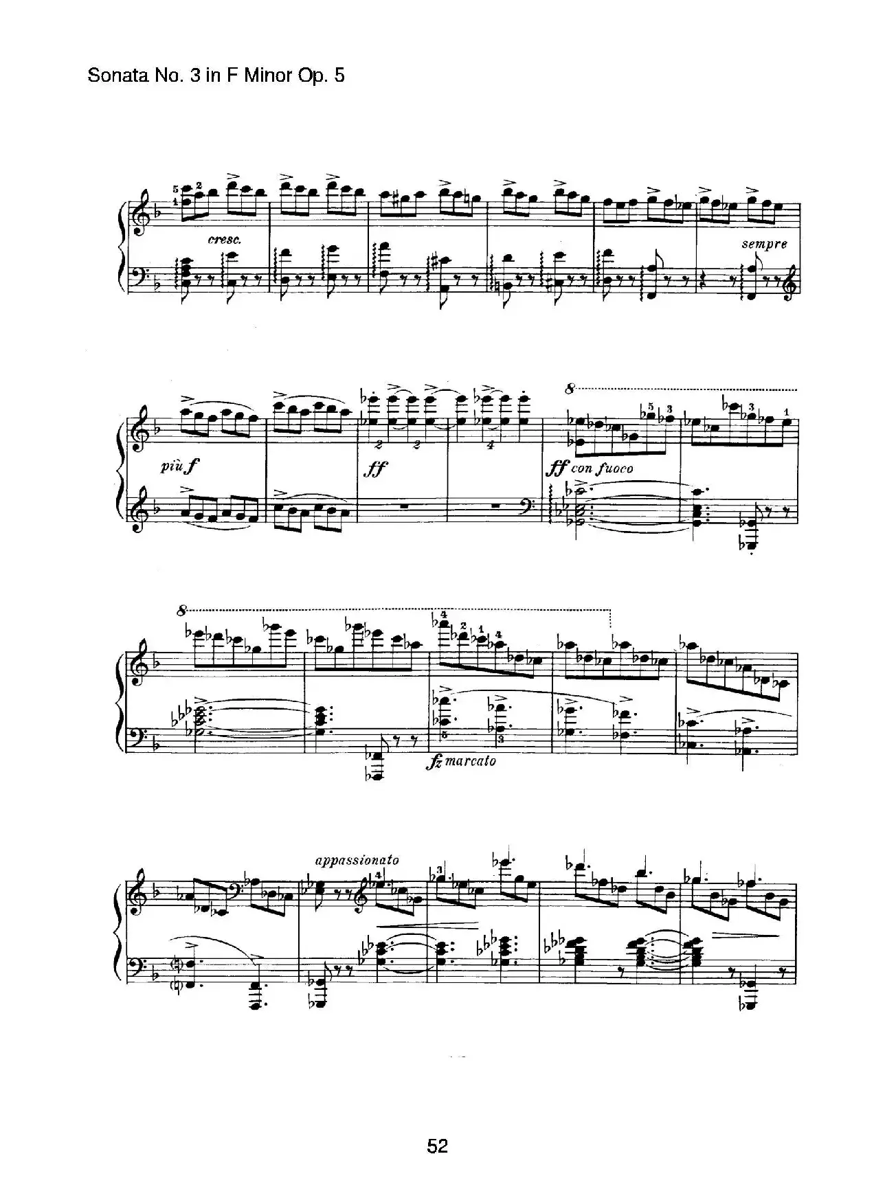 Piano Sonata No.3 in f Minor Op.5（f小调第三钢琴奏鸣曲）