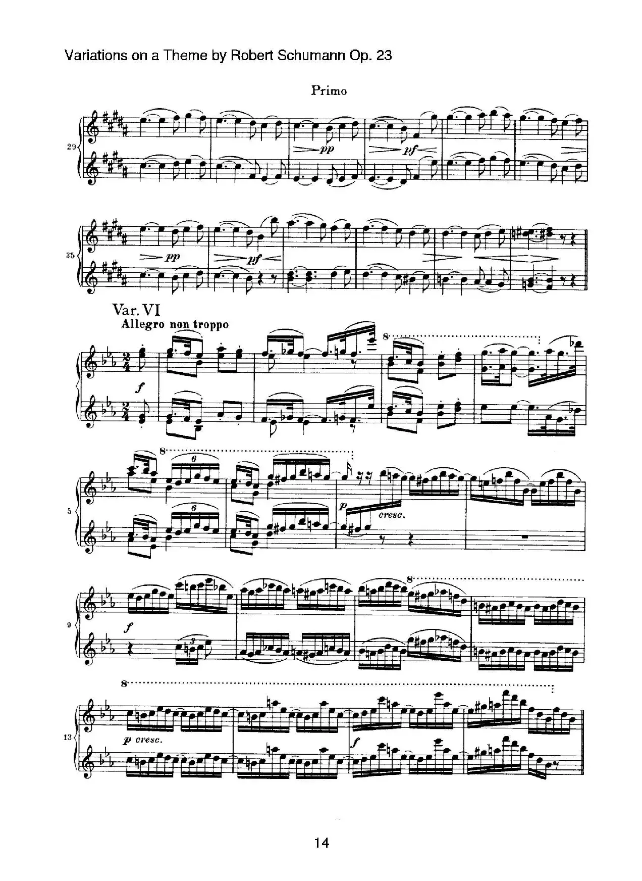 ​Variations on a Theme by Robert Schumann Op.23（舒曼主题变奏曲）（四手联弹）