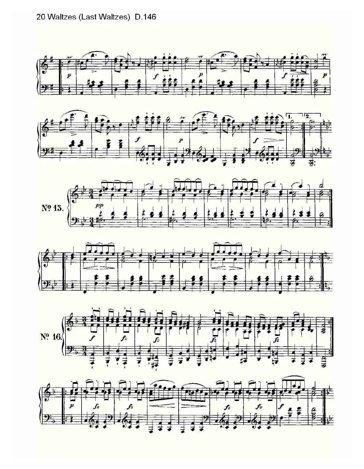 20 Waltzes（Last Waltzes) D.14）