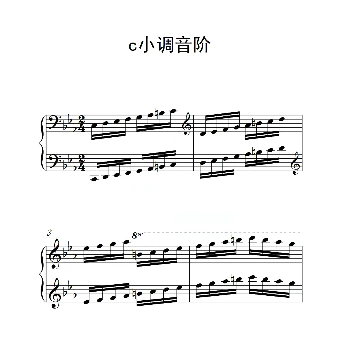 第六级 c小调音阶（中国音乐学院钢琴考级作品1~6级）