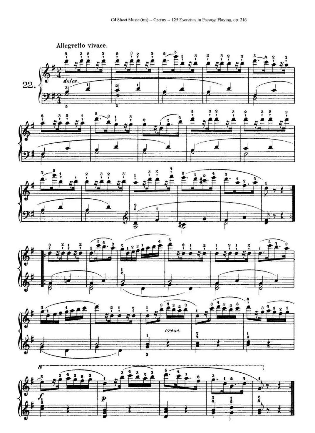 125 Exercises in Passage Playing Op.261（车尔尼125首钢琴短乐句练习曲（22——41））