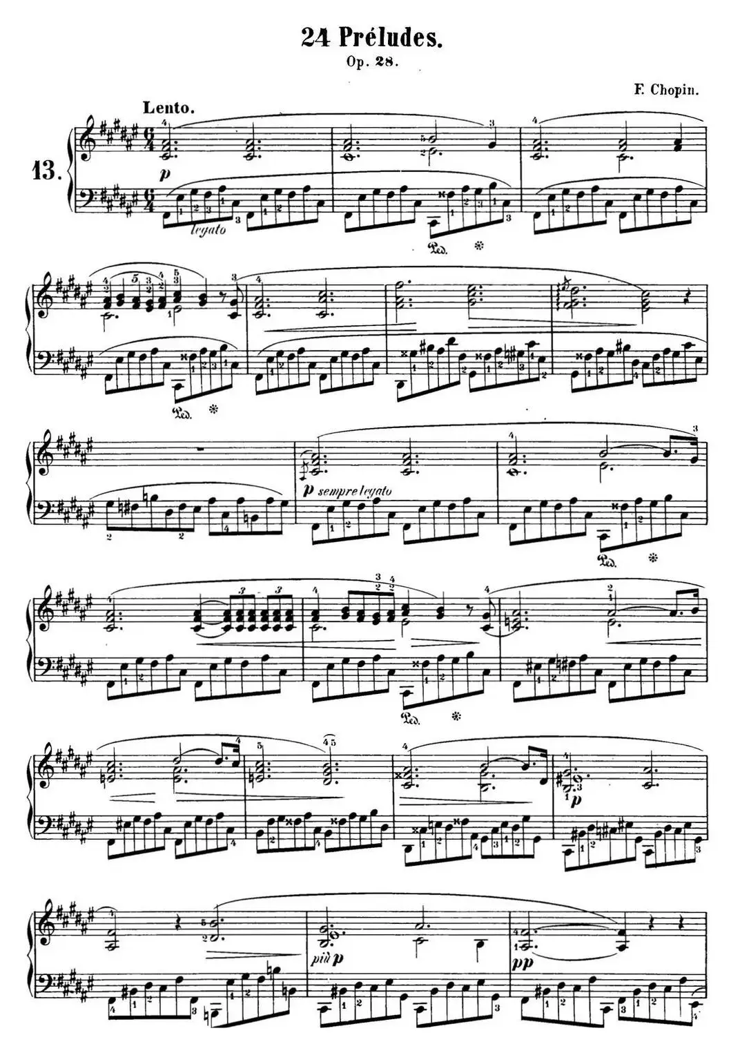 肖邦 24首钢琴前奏曲 Op.28 No.13 升F大调