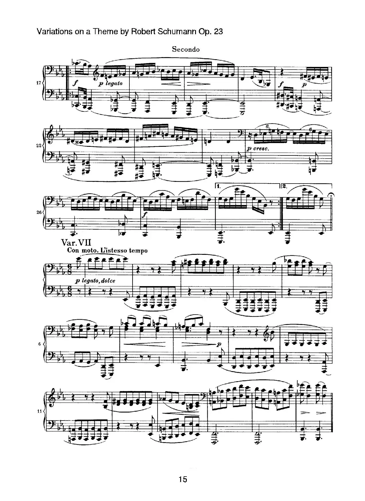 ​Variations on a Theme by Robert Schumann Op.23（舒曼主题变奏曲）（四手联弹）