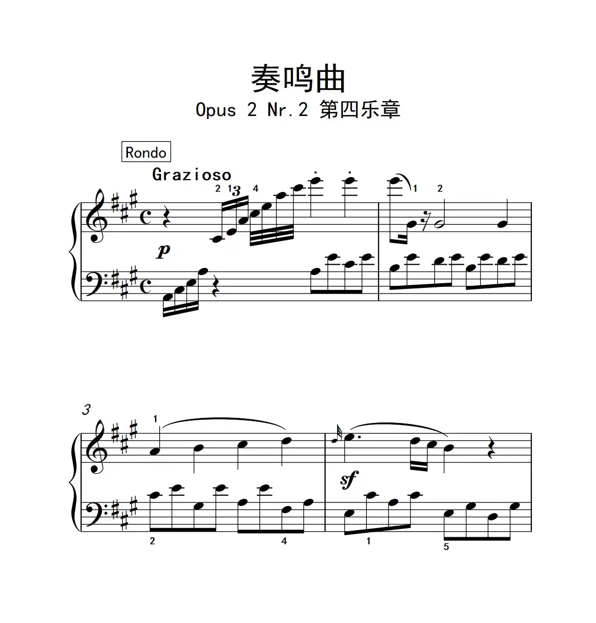 奏鸣曲 Opus 2 Nr.2 第四乐章（贝多芬奏鸣曲集 1）