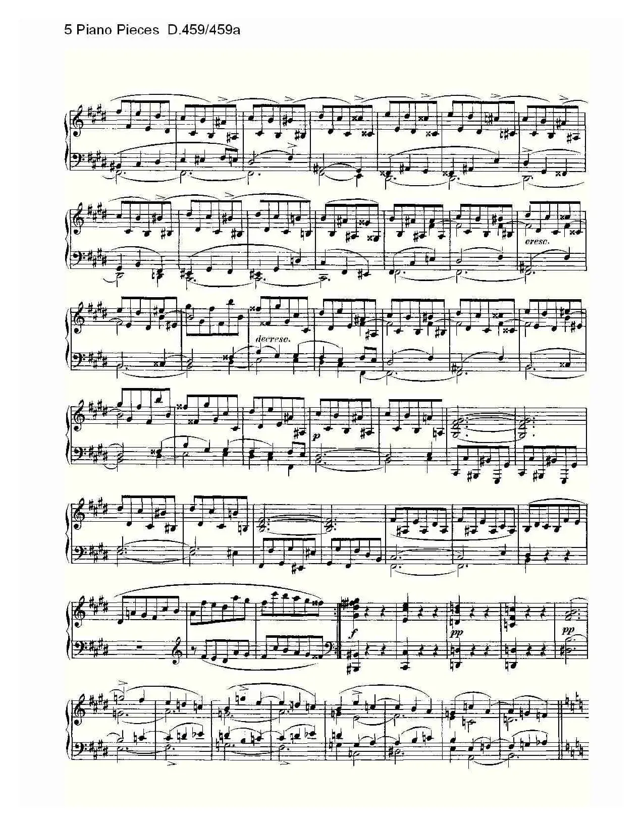 5 Piano Pieces D.459/459a（钢琴五联奏D.459/459a）