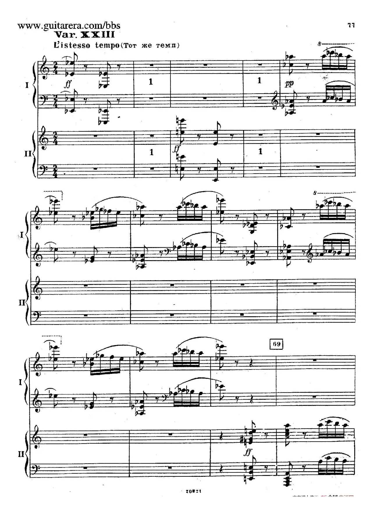 Rhapsody On A Theme Of Paganini Op.43（帕格尼尼主题狂想曲·双钢琴）（P61——87）