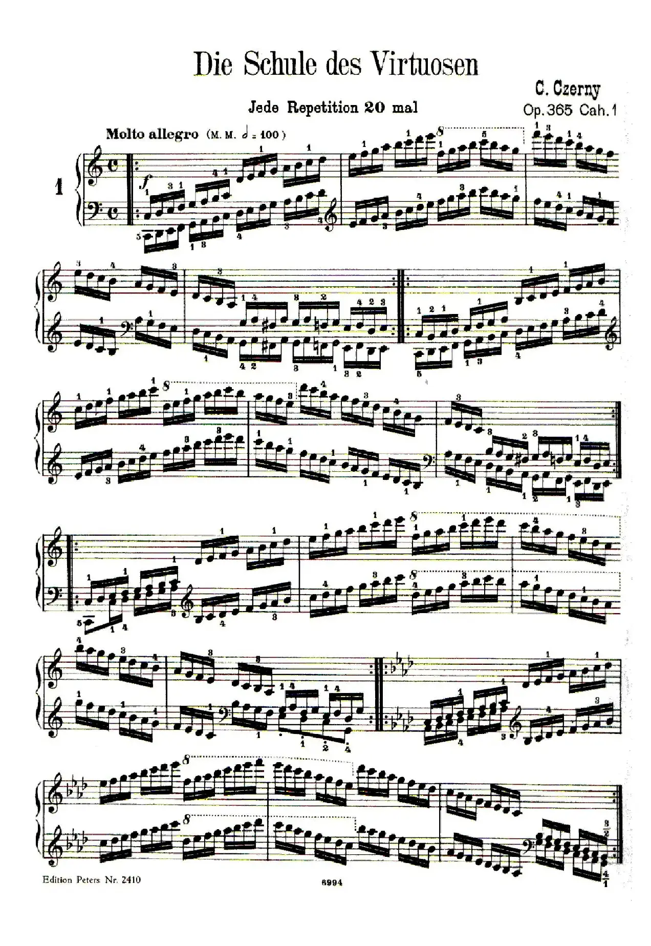 School of the Virtuoso Op.365（60首钢琴高级练习曲·1）