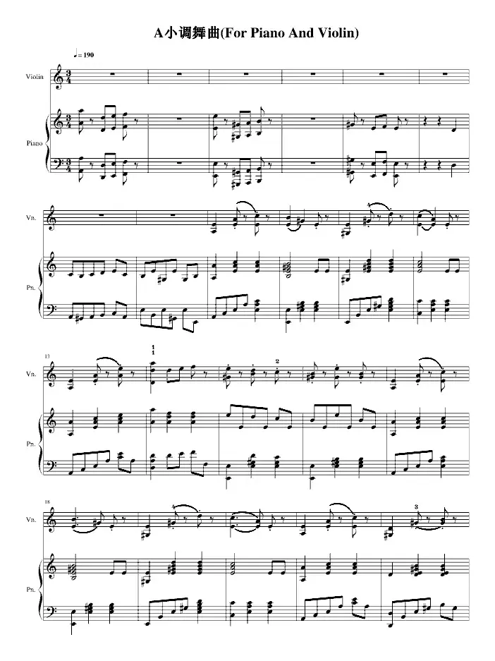 A小调舞曲（For Piano And Violin）