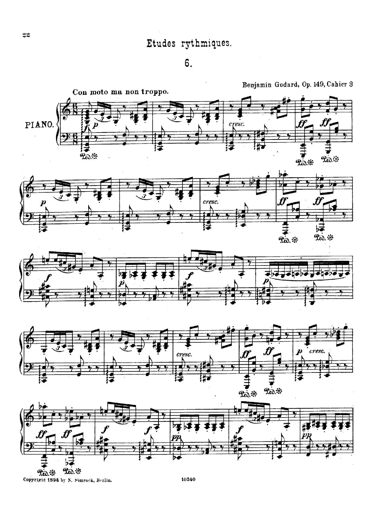 Etudes Rythmiques Op.149（节奏练习曲集）（6）