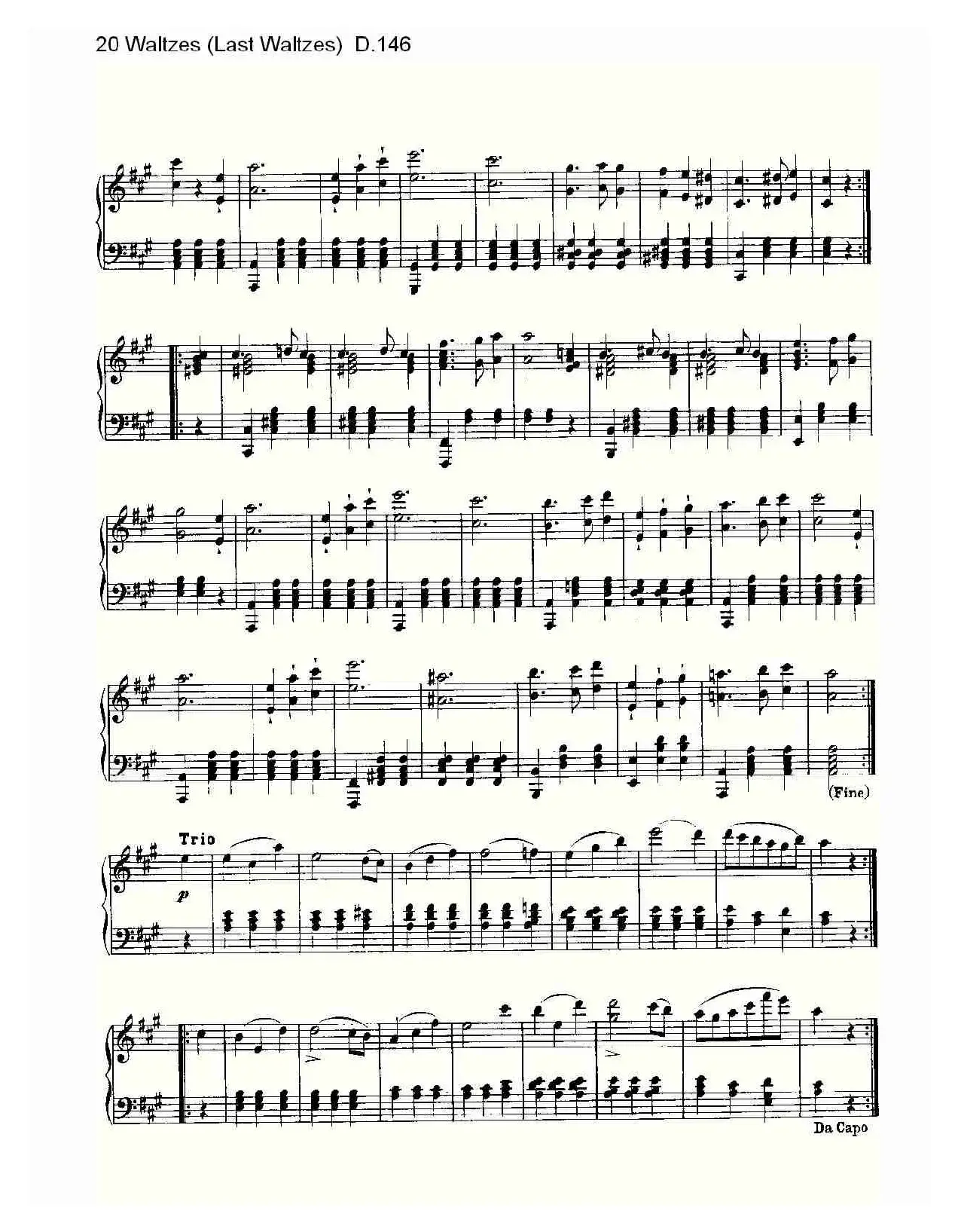 20 Waltzes（Last Waltzes) D.14）