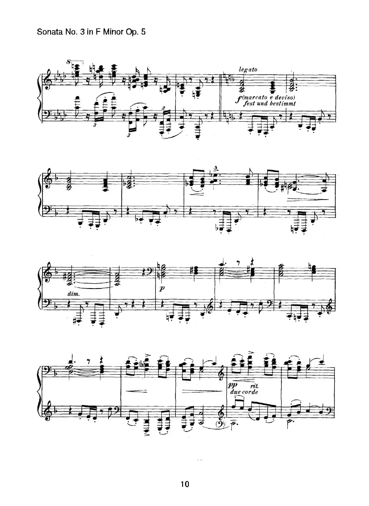 Piano Sonata No.3 in f Minor Op.5（f小调第三钢琴奏鸣曲）