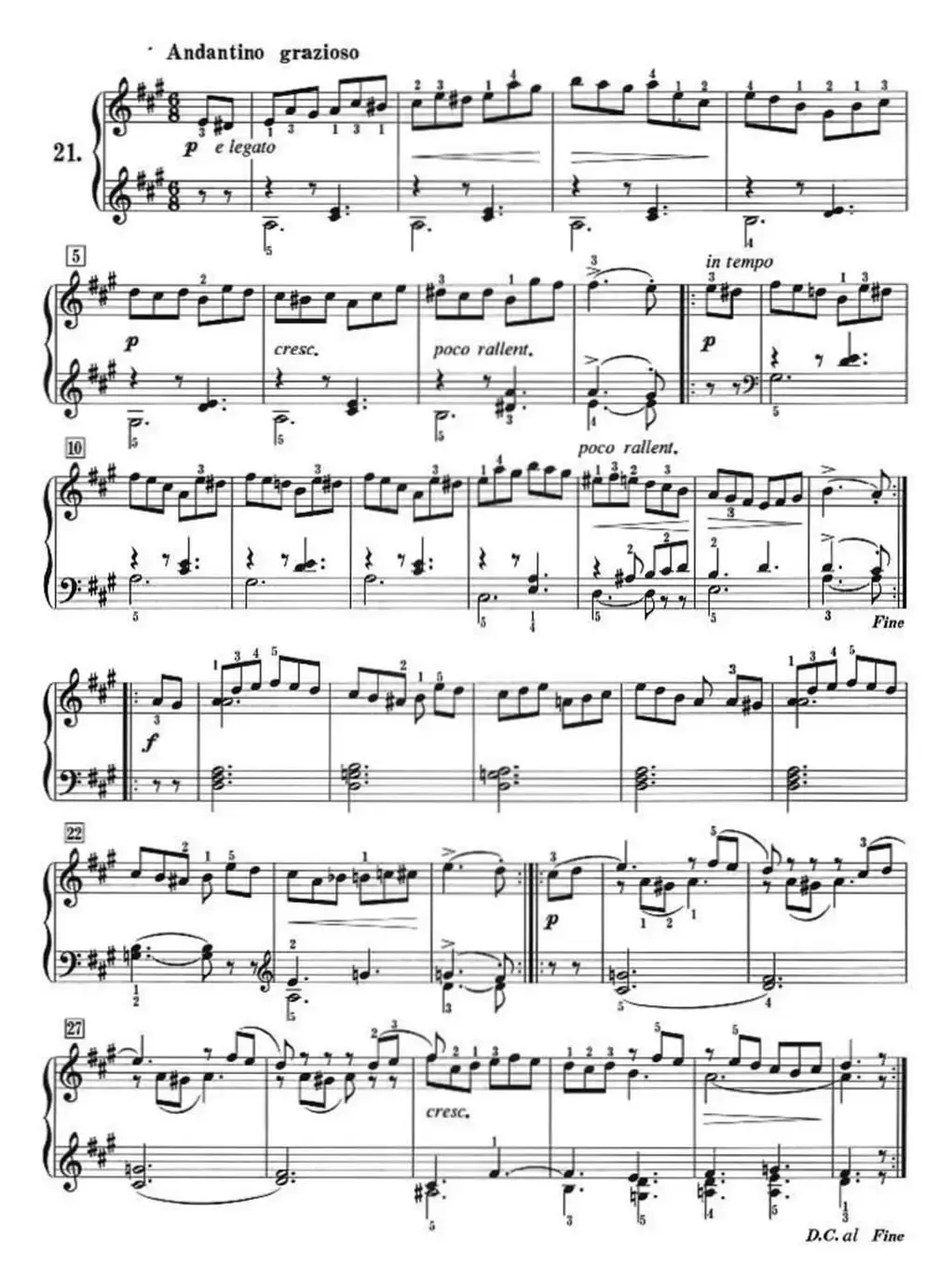 50首莱蒙钢琴练习曲 作品37（NO.21）