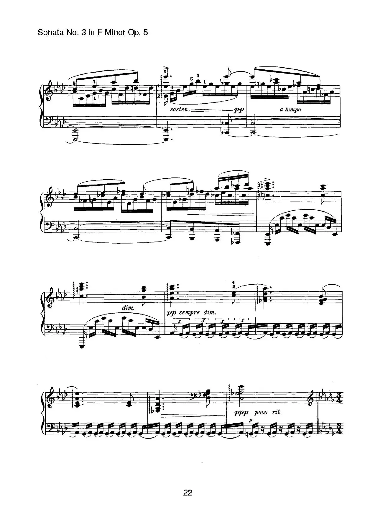 Piano Sonata No.3 in f Minor Op.5（f小调第三钢琴奏鸣曲）